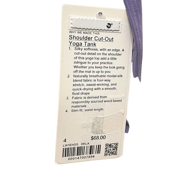 NEW Lululemon Shoulder Cut-Out Yoga Tank Top‎ Dark Lavender Size 4 Silk Blend - Picture 3 of 6